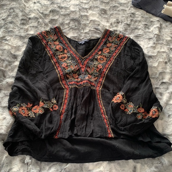 American Eagle Outfitters Tops - Black Boho Peasant Blouse